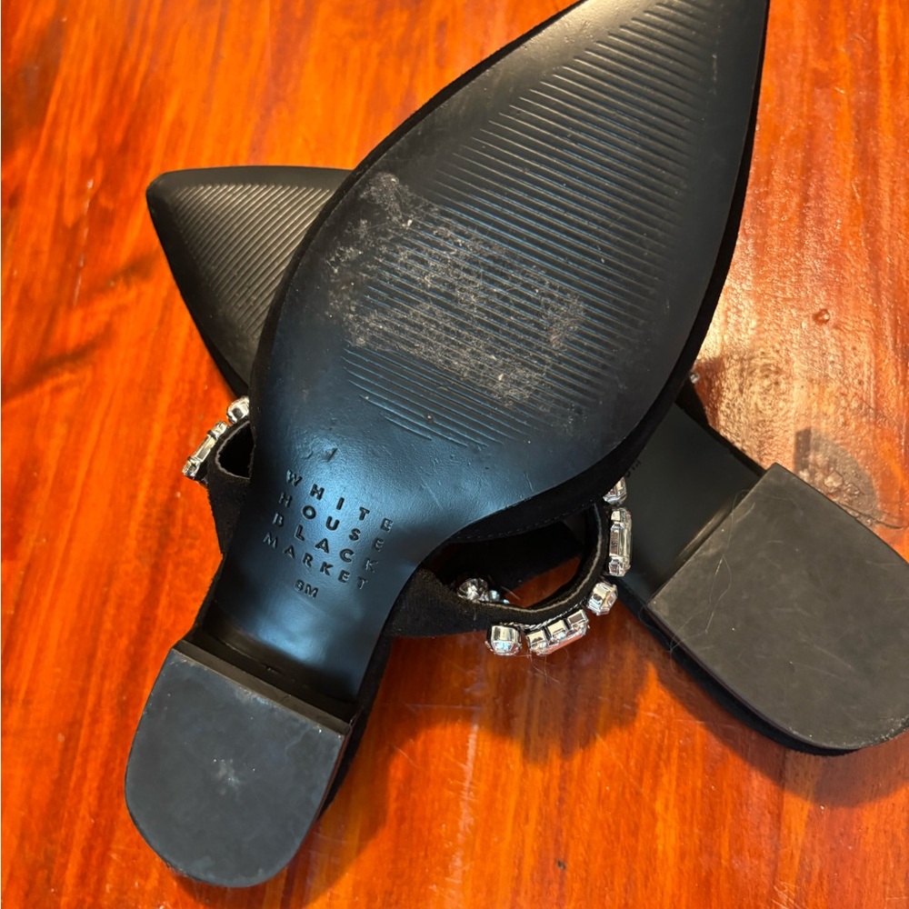 White House Black Market Black Flats with Gem Accents - Picture 4 of 6